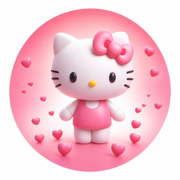 Painel Tecido Redondo Hello Kitty 2 